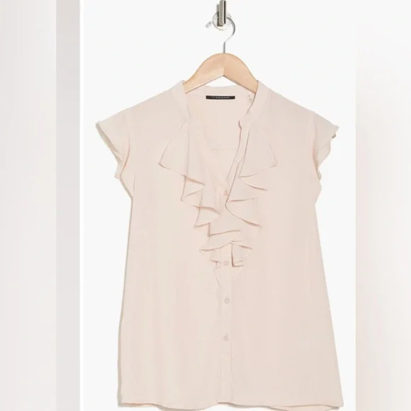 New! T Tahari Elegant Blush Ruffle Blouse Women’s Size Medium - Picture 4 of 15